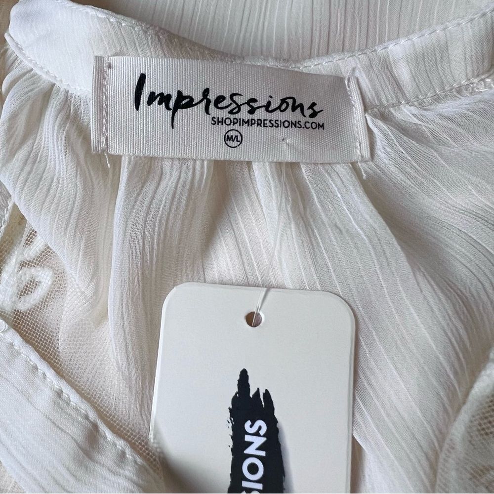 NWT Impressions Top Blouse Lace Embroidery  Boho - Picture 9 of 11